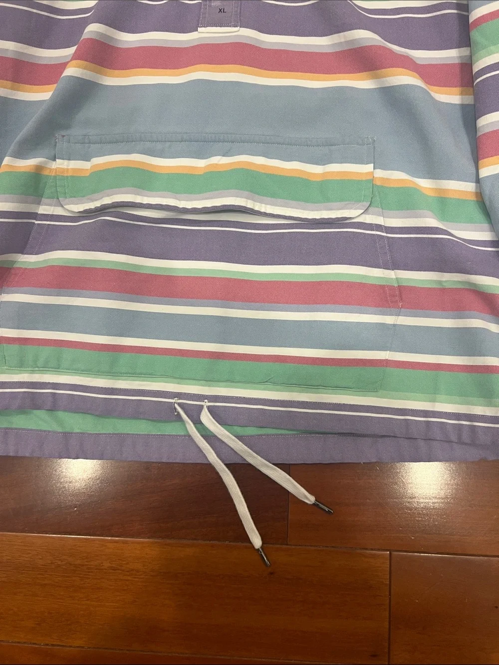 Polo by Ralph Lauren Pastel Retro Striped Hooded Pullover Draw String